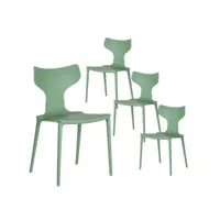 blist - lot de 4 chaises empilables pp vert dossier en t