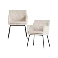 chaise de salle à manger avec accoudoir - polyester - off white - 78x59x56 - basiclabel - kam