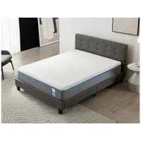 lit avec tête de lit + matelas 140x200cm equilibré-  latex et mémoire de forme - épaisseur 28cm + lit avec tête de lit