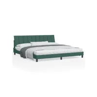 cadre de lit avec tête de lit vert foncé 200x200 velours