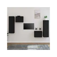 meubles tv 4 pcs  bancs tv armoires de rangement noir bois massif de pin meuble pro frco78999
