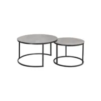 table gigogne ronde métal noir et marbre gris (x2) onda 319