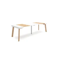 table console extensible console meuble 260 pour 12 personnes pieds en bois style moderne chêne et blanc 356_19