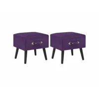 table de nuit chevet commode armoire meuble chambre 2 pcs violet foncé 40x35x40 cm velours helloshop26 1402050