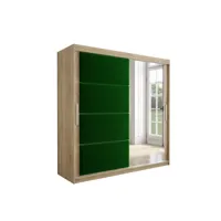 armoire de chambre tapila 2 avec tiroirs sonoma/vert 200 avec 2 portes coulissantes style contemporain penderie avec étagères