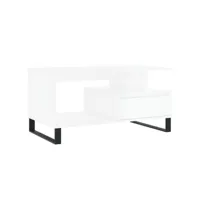 table basse blanc brillant 90x49x45 cm bois d'ingénierie
