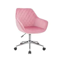 fauteuils de bureau tabouret de travail avec dossier en velours rose helloshop26 19_0000110