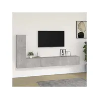 ensemble de meubles tv 3 pcs  bancs tv armoires de rangement gris béton bois d'ingénierie meuble pro frco80854