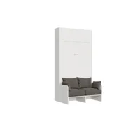 armoire lit escamotable vertical 140 kentaro sofa avec èlèment haut frêne blanc - alessia 20
