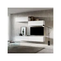 meuble tv mural moderne suspendu en bois blanc a01 itamoby