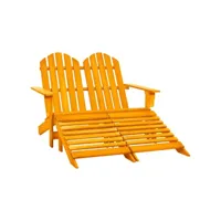 chaise de jardin robuste adirondack 2 places et pouf sapin orange