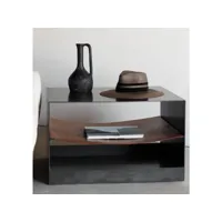table d'appoint smart en métal noir et cuir 72 cm azura-42608