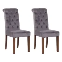 lot de 2 chaises de salle à manger lisburn avec pieds en bois de caoutchouc , gris foncé/velours