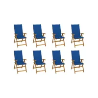 chaises pliables de jardin avec coussins 8 pcs bois d'acacia
