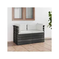 canapé fixe 2 places palette de jardin  sofa banquette de jardin avec coussins bois de pin meuble pro frco68993