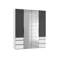 armoire penderie lisea 4 portes 6 tiroirs verre anthracite 200 x 236 cm ht 20100891792