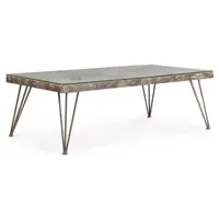 table basse en acier et verre avec carte altas l 140 cm