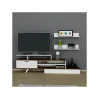 ensemble meuble tv milon 180cm blanc et noyer azura-41373