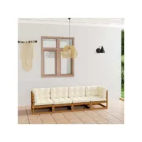 canapé fixe 4 places de jardin  sofa banquette de jardin avec coussins bois de pin massif meuble pro frco15816