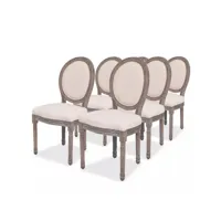 clicnbuy - chaises de cuisine - chaises de salle à manger 6 pcs crème tissu 274620