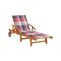 chaise longue de jardin avec coussin bois d'acacia solide 30