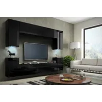 ensemble meuble tv concept 1-hg-b -12-1b noir brillant 256 cm vivadiscount-6874