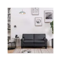 canapé fixe 2 places  canapé scandinave sofa gris foncé tissu meuble pro frco24431