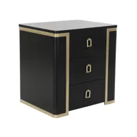 table de chevet / table de nuit en bois coloris noir et métal doré - longueur 50 x hauteur 40 x profondeur 50 cm