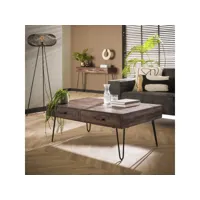 table basse industrielle en acacia massif gris alexiane