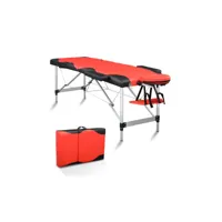 table de massage réglable en hauteur à 3 niveaux 185x60x81cm rouge et noir talkeach