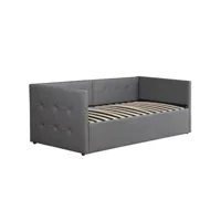 lit gigogne lit avec tiroir-lit mateo - pu gris - 90x190