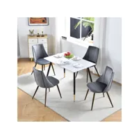 lot de 4 chaises de salle à manger scandinave fauteuil assise rembourrée en velours pieds en métal imitation bois pour cuisine salon chambre bureau, gris