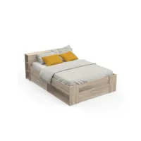 lit en bois avec tiroir imitation chêne kronberg 140x190 - lt177
