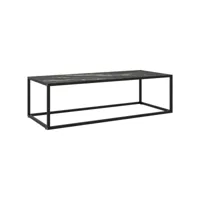 table basse noir avec verre marbre noir 120x50x35 cm