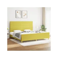 cadre de lit avec tête de lit vert 200x200 cm tissu
