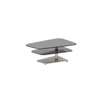 table basse verre-métal - brossam - l 100 x l 65 x h 40 cm - neuf
