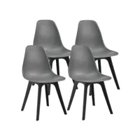 set de 4 chaises design chaise de cuisine salle à manger plastique gris et noir 03_0003707
