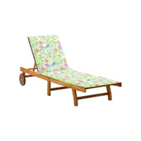 vidaxl chaise longue de jardin avec coussin bois d'acacia solide
