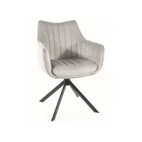 chaise de salle à manger pivotante à 180° velours et acier noir binka-couleur crème