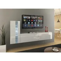 ensemble meuble tv concept 45-45-hg-w-2-1b blanc brillant 219 cm vivadiscount-7000