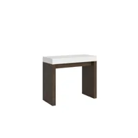 console extensible 90x40-300 cm roxell mix dessus frêne blanc - structure noyer