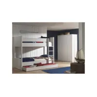 debbie - lits superposés 90x200cm avec tiroir de lit + armoire 3p