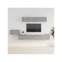 ensemble de meubles tv 5 pcs  bancs tv armoires de rangement sonoma gris bois d'ingénierie meuble pro frco64686