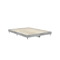 lit adulte  cadre de lit  facile à monter pour adultes, adolescents, enfants gris béton 140x190 cm bois d'ingénierie ves516366