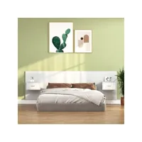 tête de lit avec armoires blanc brillant bois d'ingénierie