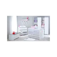 chambre complète lit bébé - commode à langer - armoire 3 portes littlesky by klups dalia - blanc