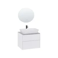 meuble vasque avec miroir et cabinet blanc manzon 307227