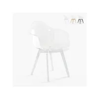 chaise fauteuil moderne en polycarbonate transparent avec pieds en bois arinor