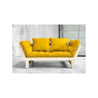 banquette méridienne futon beat pin naturel tissu jaune couchage 75*200 cm. 20100886463
