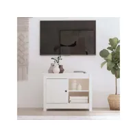 meuble tv - armoire de tv  banc tv  pour salon blanc 70x36,5x52 cm bois de pin massif -neww51707